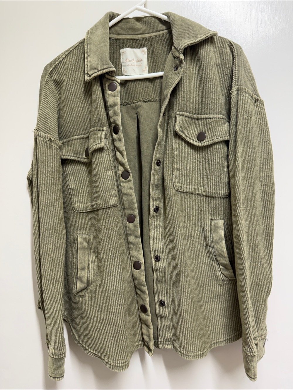 Altar'd State Olive Corduroy Field Shacket